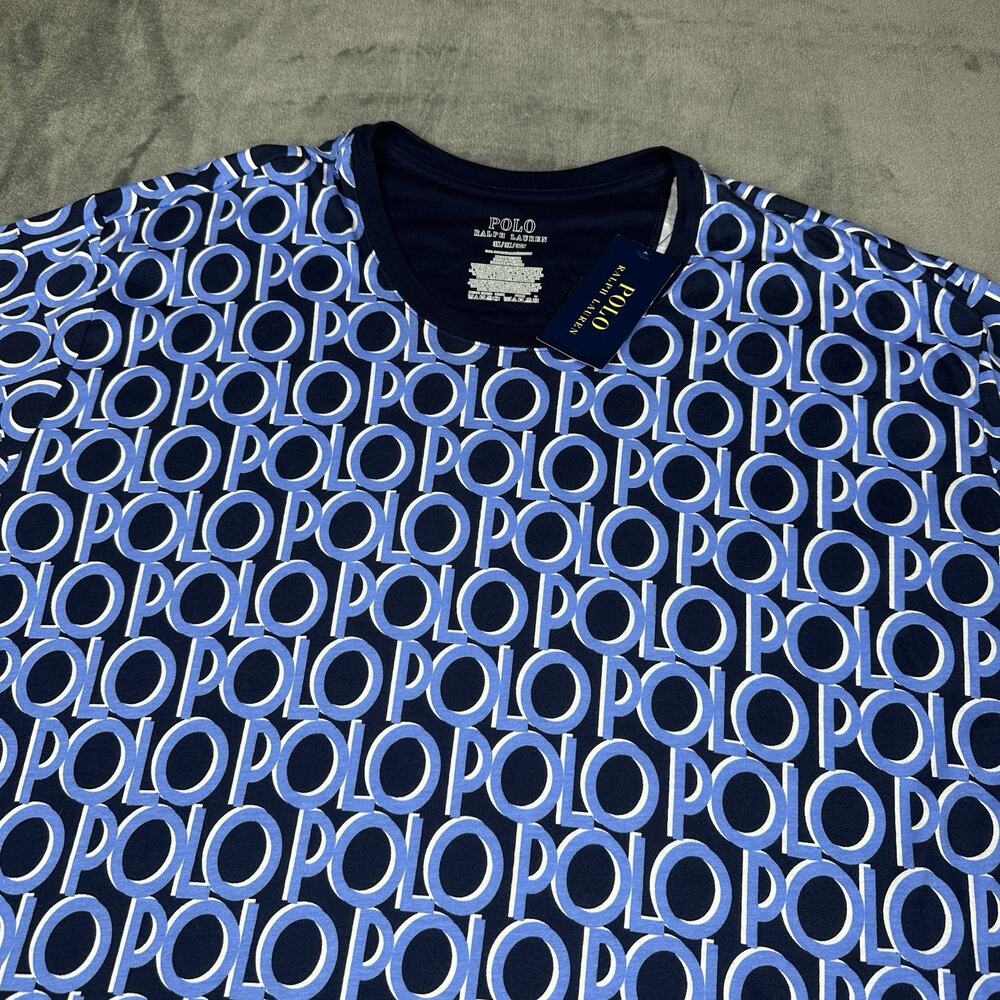 NWT Polo Ralph Lauren Lounge Shirt Big & Tall 3XL Blue Monogram All Over Print